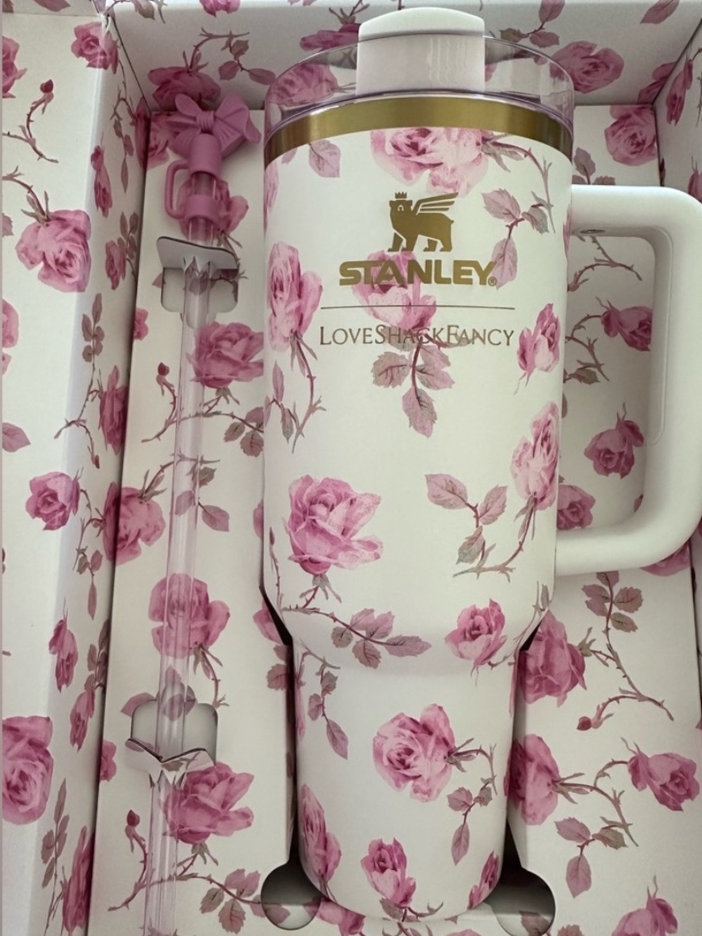 🌸 STANLEY x Love Shack Fancy🌸 Limited Edition 40oz Tumbler Ribbon Rosa NWT